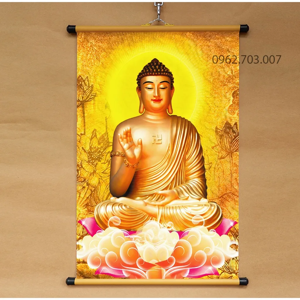 Tranh Phật Tổ Như Lai 40x60cm bằng vải phủ bóng cao cấp dày dặn ...