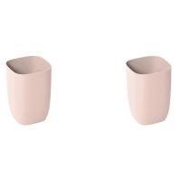 2X Bathroom Trash Bin Small Office Can Plastic Waste Paper Rubbish Bin Modern Bin for Bathroom Bedroom Living Room Pink