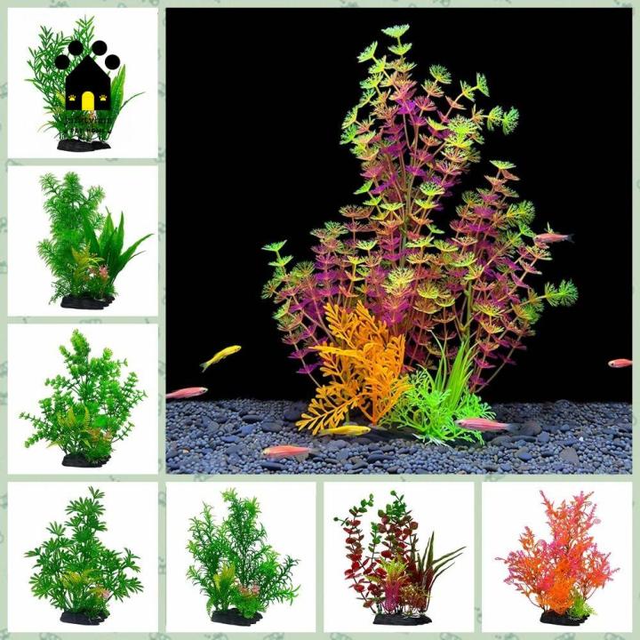 JNFGTV Fake Aquatic Plants Green/Red Plastic Artificial Water Grass ...