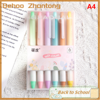 Behoo ชุด6ชิ้นน่ารักปากกาเจลแบบกดสี Morandi 0.5มม. ปากกาเซ็นชื่อนักเรียนสำนักงานหมึกดำอุปกรณ์เครื่องเขียน