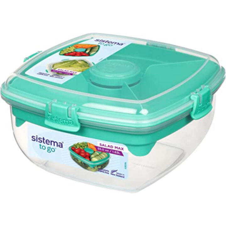 Sistema Salad Max Container for Lunch with Dressing Container, 4 ...