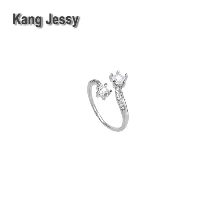 kang-jessy-แหวนเปิดรูปดาวเพทายฝังขนาดเล็กสำหรับผู้หญิงดีไซน์เฉพาะกลุ่มแหวนนิ้วชี้หรูหราหรูหราระดับไฮเอนด์เครื่องประดับมือนางฟ้าสุดฮิต