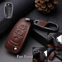 [OUS] เคสหนังหุ้มกุญแจรถยนต์แบบกดปุ่มรีโมต,เคสซอง Fob ผิวนอก Ford Ecosport Ranger Focus 2 MK3 C-Max Mondeo Kuga Escape