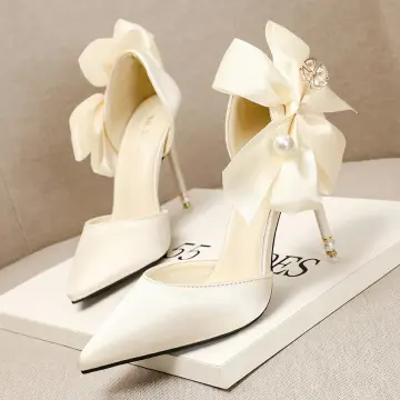 Comemore Pointed Crystal Ladies Pumps Rhinestone Butterfly-knot