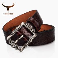 COWATHER 2021 cow genuine leather belts for Women luxury strap female belt Cashew flowers high quality pin buckle 3.2cm XF022 Belts