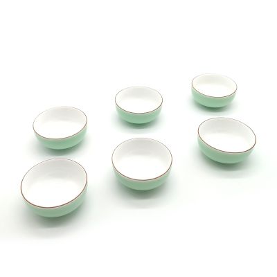 【High-end cups】 6ชิ้นสร้างสรรค์นอกสีเขียวภายในสีขาวศิลาดลถ้วยชา SetKung Fu ชุดถ้วยชาเดินทางชามชาจีนพอร์ซเลนชุดถ้วยน้ำชา