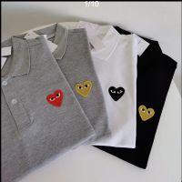 āเสื้อโปโลแขนสั้นลําลอง ปักลายโลโก้ Play heart แฟชั่นคู่รัก สําหรับผู้ชาย และผู้หญิง 02