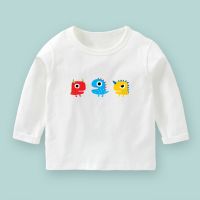 【CC】 Kids Tees Round Neck Sleeve Top for Children Cartoon Print T-shirts