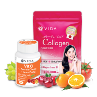 [Health &amp; Beauty Set] Vida Collagen Pure 100g. 1 Sac. x Vida Vit C 60 Capsules 1 Jar.