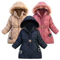 Fashion Girls Coats Kids Hooded Jacket Winter Warm Thick Long Coats Girls Jackets 4 5 6 7 Years Children Clothes Thick Outerwear