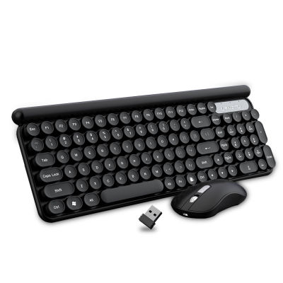 Gaming Keyboard and Mouse, 2.4G Wireless Retro Punk Typewriter-Style Keyboard Mice Combo