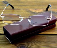 Men Rimless Luxury with Pu Case High Standard Reading Glasses +1 +1.5 +2 +2.5 +3 +3.5 +4