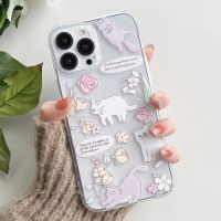 Hot K เคสโทรศัพท์โปร่งใสการ์ตูนแมวน่ารักสำหรับ iPhone 11 12 13 Pro XS Max X XR Mini 7 8 6 Plus เคสฝาครอบซิลิโคน TPU นิ่ม