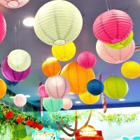 1pc 6Inch 15cm Multicolor Chinese Round Paper Lanterns ball for Wedding Party Hanging lanterns Birthday Decor