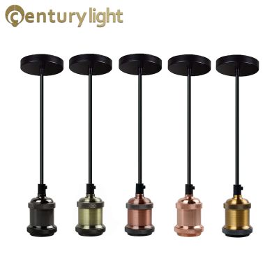 【YF】❣▲☋  E26 E27 Metal Lamp Holder Base With 1M Ceiling Plate Industrial Pendant Fitting Cap