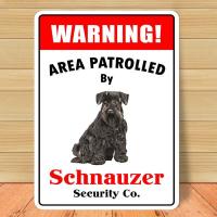 Warning Area Patrolled By Schnauzer Vintage Novelty Funny Tin Sign Bar Pub Home Metal Poster Wal