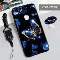 เคสโทรศัพท์สำหรับ VIVO,เคสนิ่มสำหรับ VIVO Y75/V7/1718มีลวดลายเดียวกันกับขาตั้งโทรศัพท์และเชือก