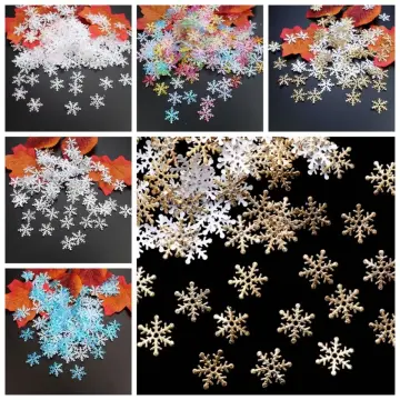 300Pcs Christmas Decorations Christmas Plastic Snowflakes Decorations  Snowflake for Craft Christmas Table Decorations Supplies Mini Snowflakes