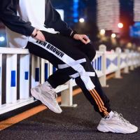 Streetwear Men Black Joggers Pants 2022 Mens Big Pockets Ribbons Hiphop Cargo Pants Male Overalls Sweatpants Men Clothes