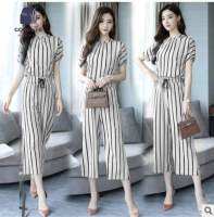 Summer temperament wonmen goddess fan pants suit female fashion 2-piece