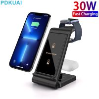 ZZOOI 30W Wireless Charger Stand For Apple Watch 8 6 SE 5 Airpods Pro 3 IN 1 Fast Charging Dock Station For iPhone 14 13 12 11 XR X 8