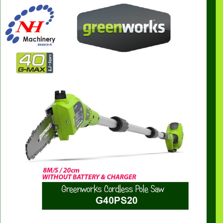 Greenworks G40PS20 Cordless Pole Saw Lazada