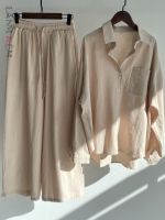 【DT】hot！ LANMREM Womens 2-piece Set Large Cotton Shirt Waist Pants 2023 New Fashion Female 20A2408