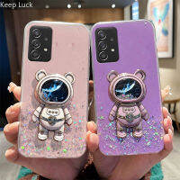 เคสโทรศัพท์ขาตั้งนักบินอวกาศทรายดูดะยิบระยับแวววาวสำหรับ Samsung กาแล็คซี่ A04 A04S A04E A14เคสแป้นโทรศัพท์ทีพียูนิ่มใส A23 A54 A34สำหรับ Samsung กาแล็คซี่ A13 A73 A03 A32 A22