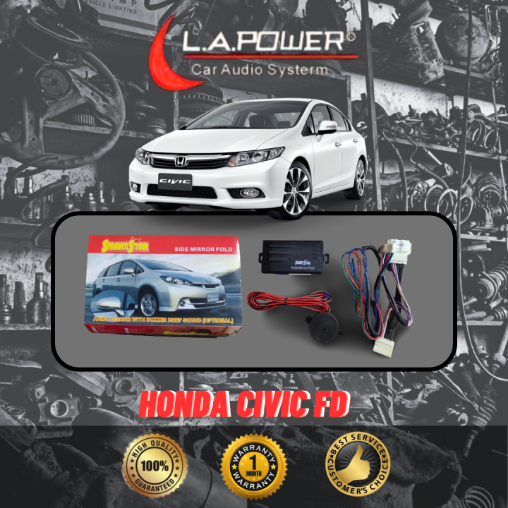 HONDA CIVIC FD SIDE MIRROR FOLD TILT 30 DOWN + BUZZER PLUG AND PLAY