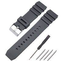 For Casio PU Watchband 18mm 20mm 22mm Men Black Sports Diving Watch Strap Silver Stainless Steel Buckle Straps