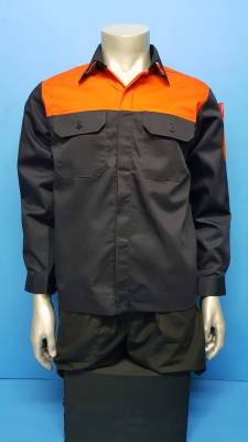 เสื้อ เสื้อช็อป เสื้อทำงาน คอมทวิว เสื้อช่างสีพื้น แขนยาว-ผ้ากรมท่าส้ม-L2