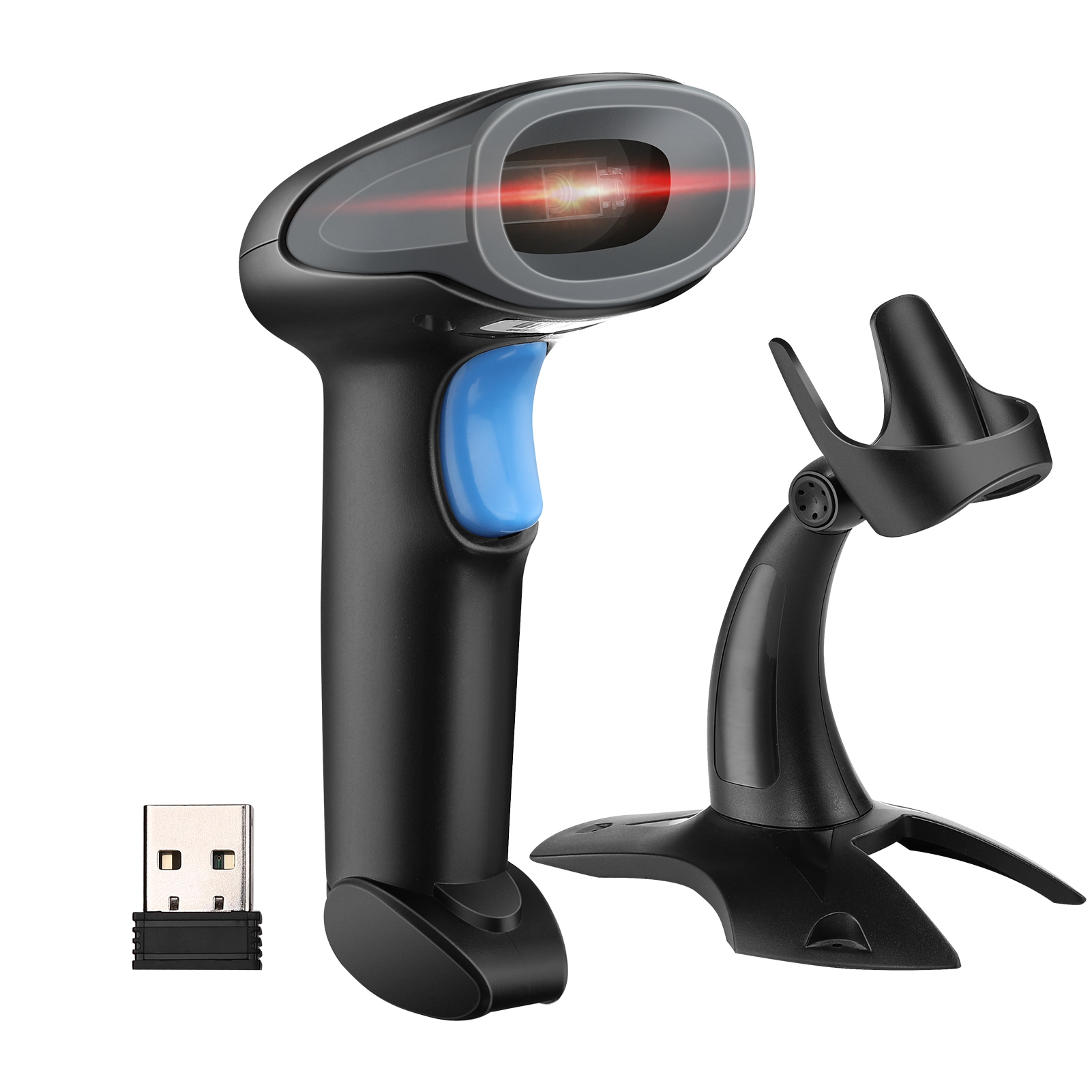Rechargeable Scan for Inventory Management,Handheld USB Bar Code/QR Code Reader Hand Scanner Eyoyo Wireless 1D 2D Barcode Scanner with Stand 2.4G Wireless & USB Wired,Cordless