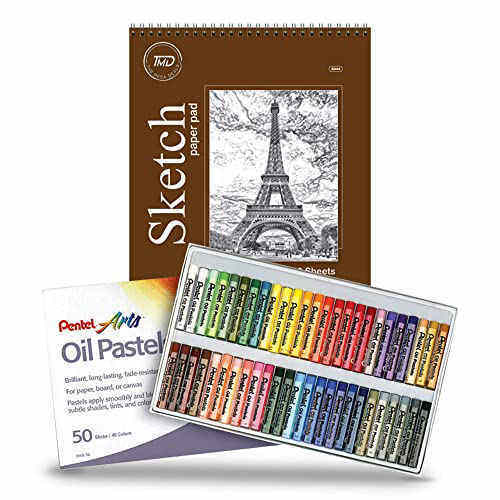 Oil Pastels, 50 Color Set and Pastel Pad, 9"x12" Spiral Bound 30 Sheets Lazada PH