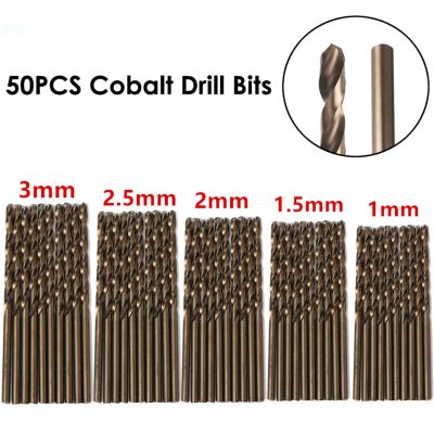 50Pcs 1/1.5/2/2.5/3mm M35 HSS-CO Cobalt Twist Drill Bit For High Tensile Stainless Steels Drilling