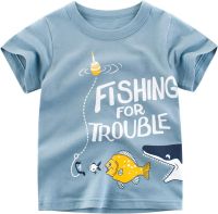 Gaoqi Short Kids Clothes Boys Toddler Tee Sharks Shirts Dinosaur Years Crewneck Sleeve Cartoon Baby Boys Tops