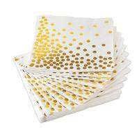 Gold Dot Cocktail Napkins (50 Pack)3-Ply Paper Napkins with Gold Foil Polka Dots Perfect for Birthday Party, Baby Shower, Bridal Shower, Holiday Celebration &amp; Wedding