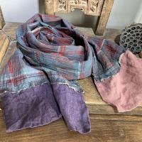 Johnature Autumn Winter 2021 New Retro Patchwork Plaid All-match Scarfs Cotton Linen Comfortable Women Warm Long Fashion Scarf