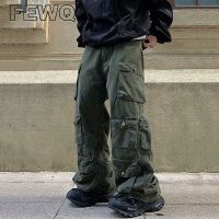 FEWQ 2023ฤดูใบไม้ร่วงผู้ชายกางเกงกางเกง Cargo หลายกระเป๋าแนวสตรีทแวร์ทรงหลวมสไตล์ฮาราจูกุชุดเอี๊ยมสำหรับผู้ชาย24A562แนวสตรีท