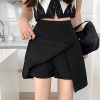 COD ♟๑✿ imoq55 store [S-4XL]Womens Plus Size A-line skirt Elasticity High waist thin split Anti-glare short skirt A-line hip skirt Ready Stock 高腰显瘦A字裙 弹力短裙