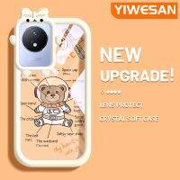 YIWESAN เคสสำหรับ VIVO Y02 Y02A Y11 2023เคสพื้นที่หมีรูปแบบโบว์มอนสเตอร์น้อยเคสป้องกันแบบนิ่มเคสโทรศัพท์รวมทุกชิ้นเคสกล้องฝาครอบป้องกันง่าย