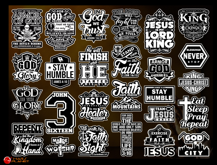 BIBLE VERSE STICKER DECAL BLACK N WHITE WATERPROOF LAMINATED FOR CAR