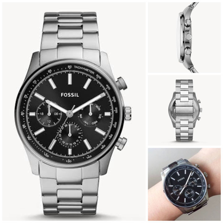 FOSSIL Sullivan Multifunction Black Silver Stainless Steel Chronograph Watch  BQ2447 