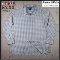 Tommy Hilfiger®แท้ อก 52 ไซส์ 4XL เสื้อเชิ้ตผู้ชาย ทอมมี่ ฮิลฟิกเกอร์ สีน้ำเงินอ่อน เสื้อแขนยาว เนื้อผ้าดีสวยๆ