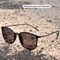 CAPONI Oval Mens Sunglasses Photochromic Polarized Sun Glasses For Men Protect UV Ray 2021 New Super Light Eye Glasses BS520