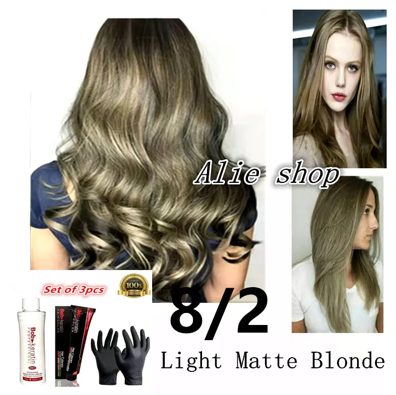 Beauty Light Matte Blonde Hair Color with Oxidant ( 8/2 Bob Keratin  Permanent Hair Color ) | Lazada PH