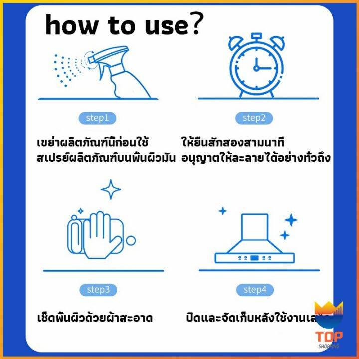 top-สเปรย์น้ำยาล้างคราบน้ำมัน-ในครัว-500ml-ล้างคราบสนิม-เหมาะสำหรับพื้นผิวมันต่างๆ-oil-pollution-cleaner