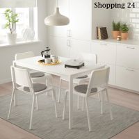 โต๊ะอาหาร โต๊ะทานอาหาร โต๊ะและเก้าอี้ 4 ตัว 125x75 ซม MELLORP Dining Table and 4 chairs MELLOR White 125x75 cm