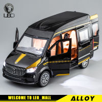 LEO 1:24 Benz MPV สปรินเตอร์ลูกเต๋าของเล่นโลหะยานพาหนะดายแคสโมเดลรถยนต์สำหรับเด็กผู้ชายเด็กจำลองเอฟเฟกต์แสงเสียงของขวัญคอลเลกชันงานอดิเรก