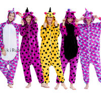 2020 Winter Onesies Women Men Unisex Adult Cute Cartoon Onesies Animal Pajamas Stitch Unicorn Flannel Pyjamas Sleepwear