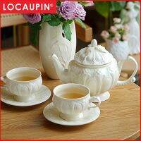 Locaupin หม้อชาเซรามิค ลายสตรอเบอร์รี่น่ารัก ขอบสีทอง สไตล์วินเทจ